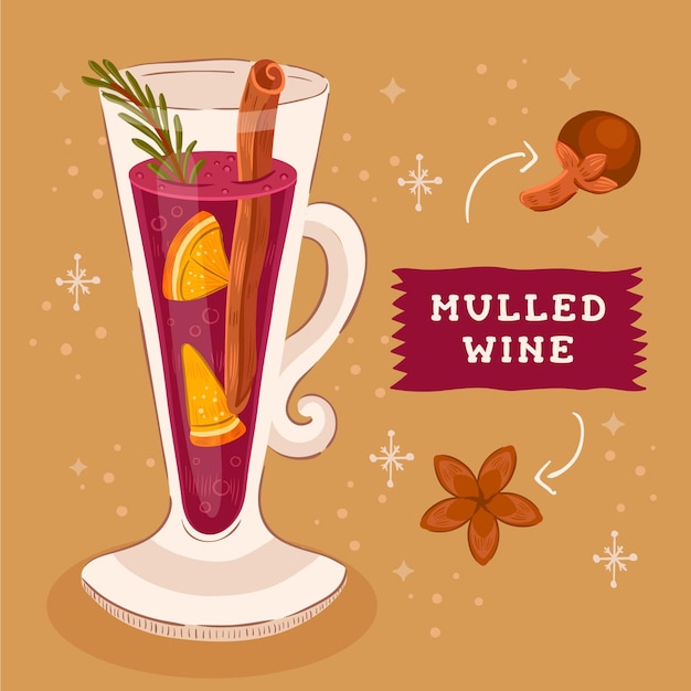 Free Vector hand drawn christmas mulled wine illustration