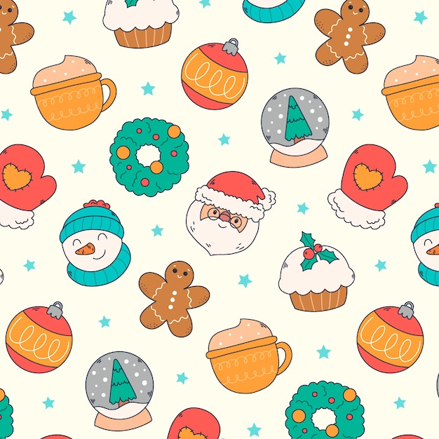 Free Vector hand drawn christmas pattern design