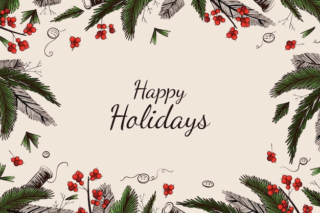 Free Vector hand drawn christmas tree branches background