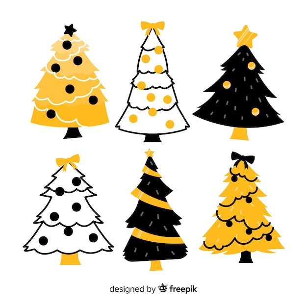 Free Vector hand drawn christmas tree collection