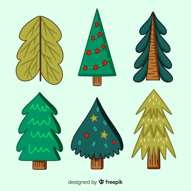 Free Vector hand drawn christmas tree collection
