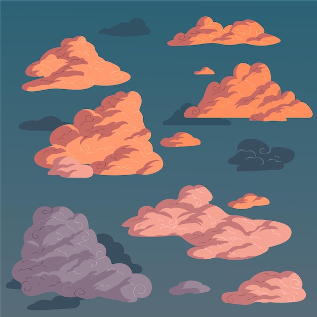 Free Vector hand drawn clouds collection