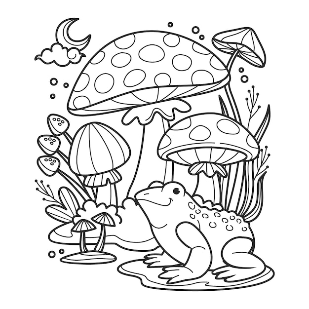 Free Vector hand drawn coloring page illustration