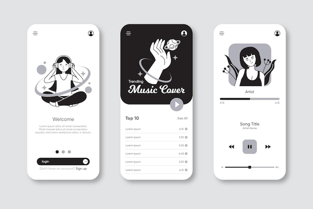 Free Vector hand drawn colorless apps in flat design