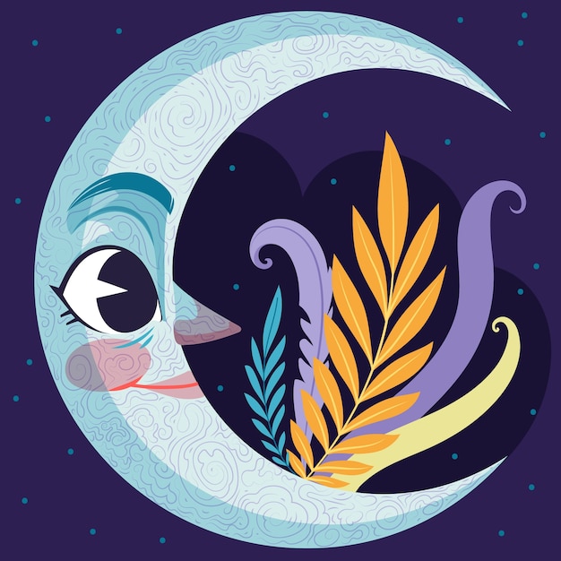 Free Vector hand drawn crescent moon drawing illustration