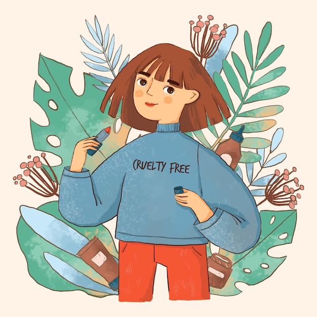 Free Vector hand drawn cruelty free and vegan concept