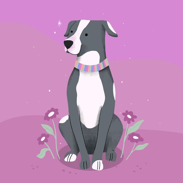 Free Vector hand drawn cute pitbull illustration