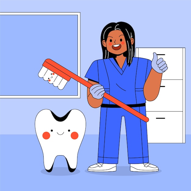 Free Vector hand drawn dentist cartoon illustration