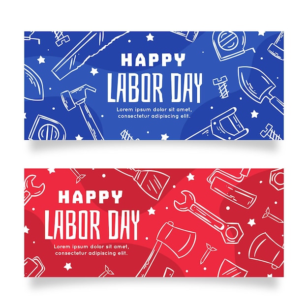 Free Vector hand drawn design labor day banners