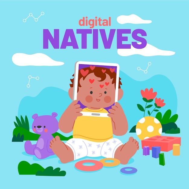 Free Vector hand drawn  digital natives illustration