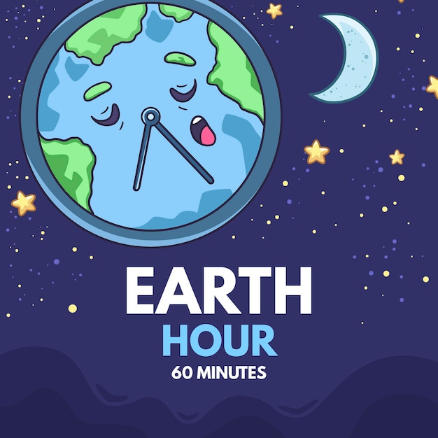Free Vector hand drawn earth hour illustration