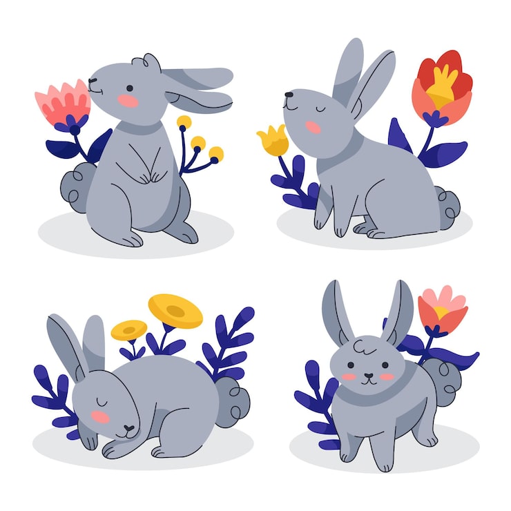 Free Vector hand drawn easter bunny collection