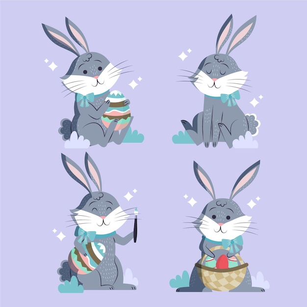 Free Vector hand drawn easter bunny collection