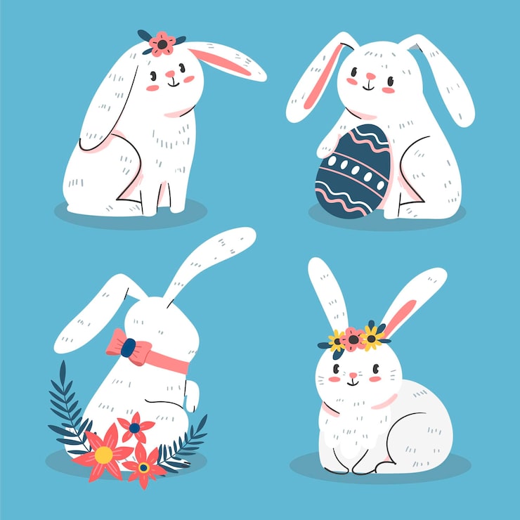 Free Vector hand drawn easter bunny collection