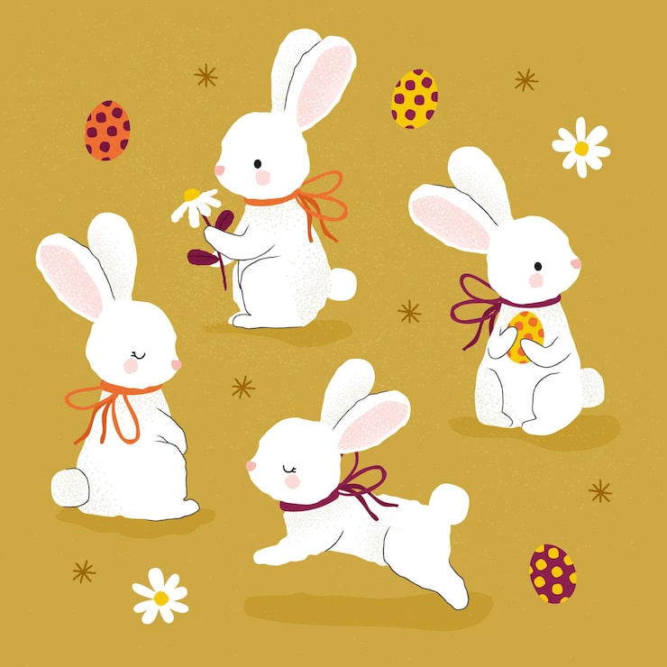 Free Vector hand drawn easter bunny collection