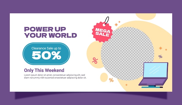 Free Vector hand drawn electronics store  sale banner   template