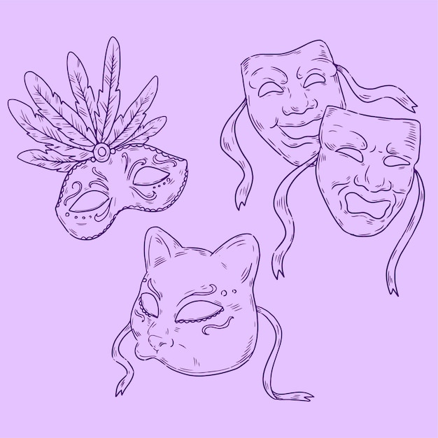 Free Vector hand drawn elements collection for carnival party