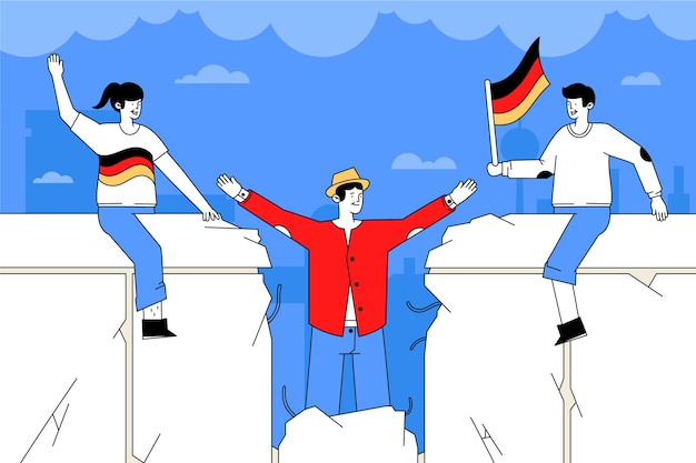 Free Vector hand drawn fall of the berlin wall background