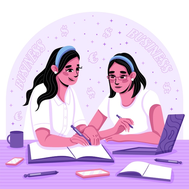 Free Vector hand drawn female team illustration