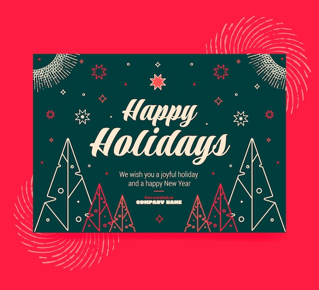 Free Vector hand drawn flat business christmas cards