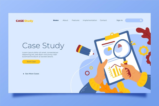Free Vector hand drawn flat case study landing page