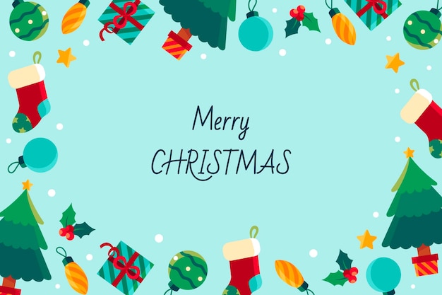 Free Vector hand drawn flat christmas background