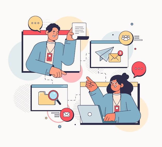 Free Vector hand drawn flat design business communication concept