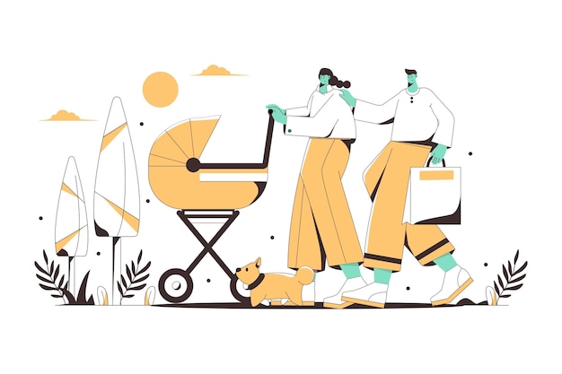 Free Vector hand drawn flat design of family scenes