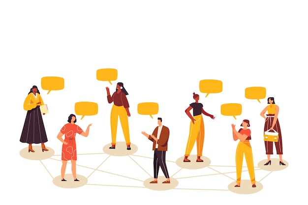 Free Vector hand drawn flat design group of people background composition