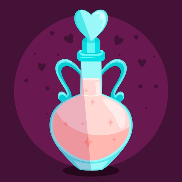 Free Vector hand drawn flat design love potion illustration
