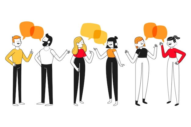 Free Vector hand drawn flat design of people talking