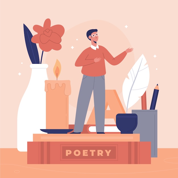 Free Vector hand drawn flat design poetry illustration