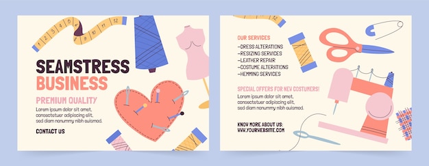 Free Vector hand drawn flat design seamstress brochure