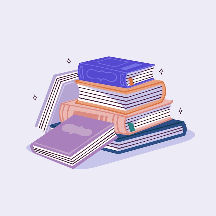 Free Vector hand drawn flat design stack of books illustration