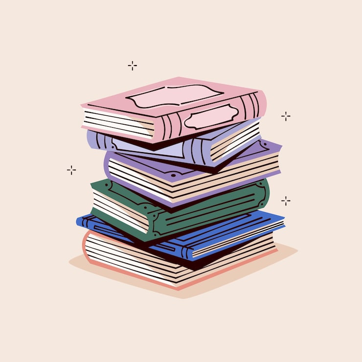 Free Vector hand drawn flat design stack of books illustration