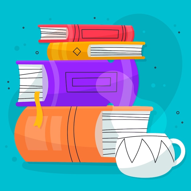 Free Vector hand drawn flat design stack of books