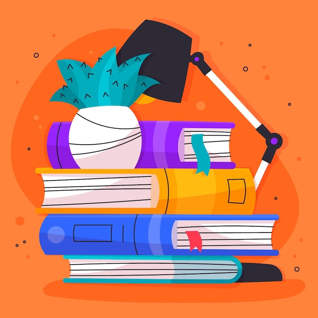 Free Vector hand drawn flat design stack of books