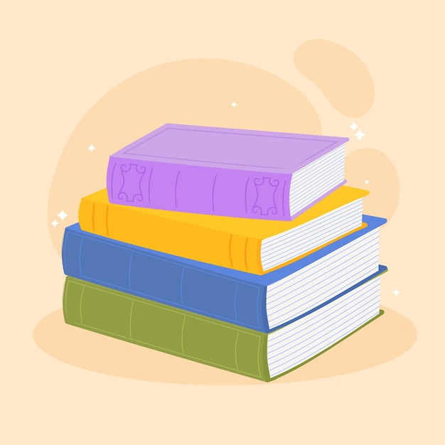Free Vector hand drawn flat design stack of books