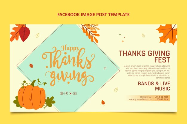 Free Vector hand drawn flat design thanksgiving facebook post