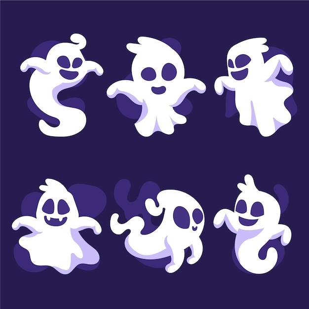 Free Vector hand drawn flat ghosts collection