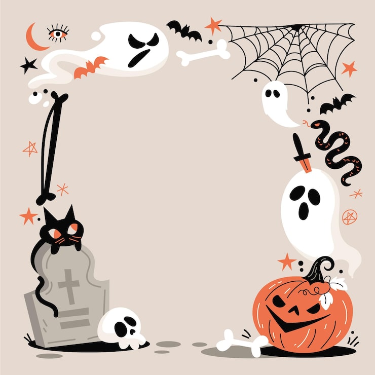 Free Vector hand drawn flat halloween frame template