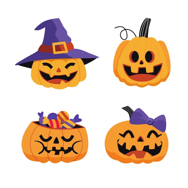 Free Vector hand drawn flat halloween pumpkin illustration