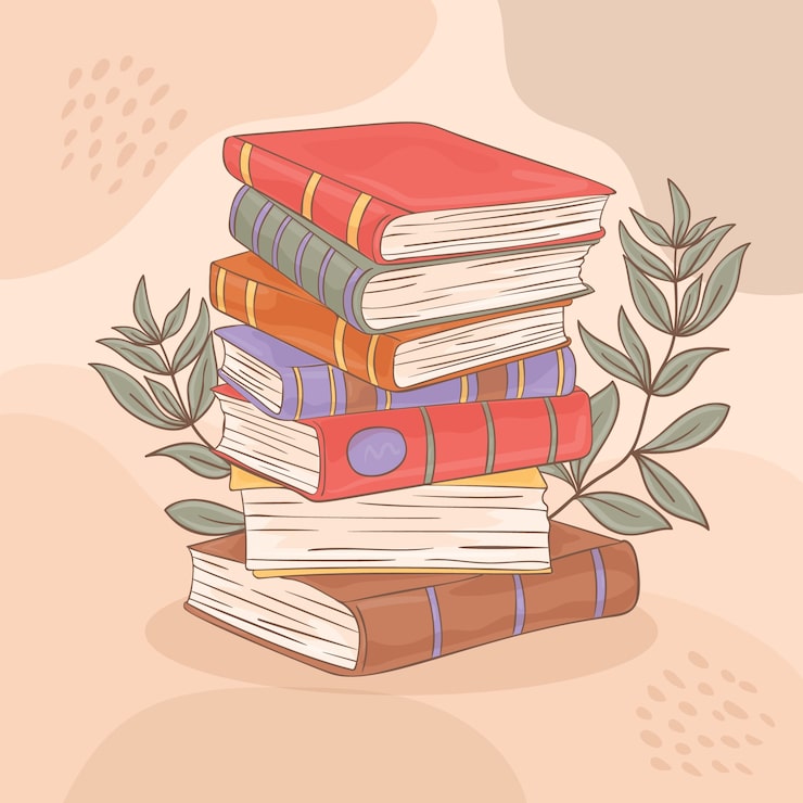 Free Vector hand drawn flat stack of books
