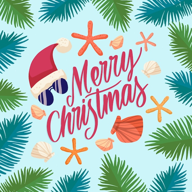 Free Vector hand drawn flat summer christmas illustration