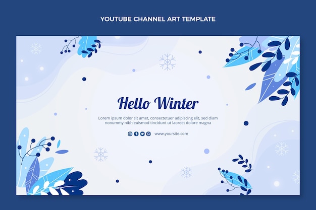 Free Vector hand drawn flat winter youtube channel art