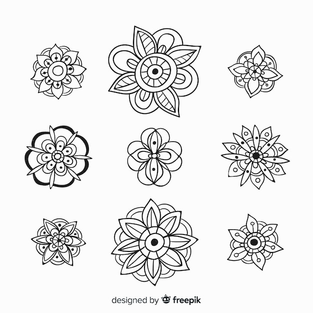 Free Vector hand drawn floral decoration element collection