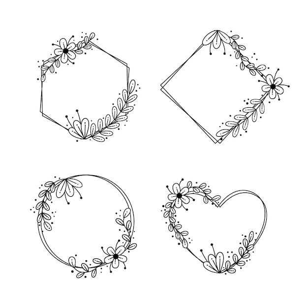 Free Vector hand drawn floral frame collection