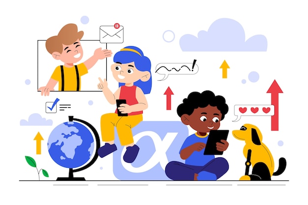 Free Vector hand drawn gen alpha illustration