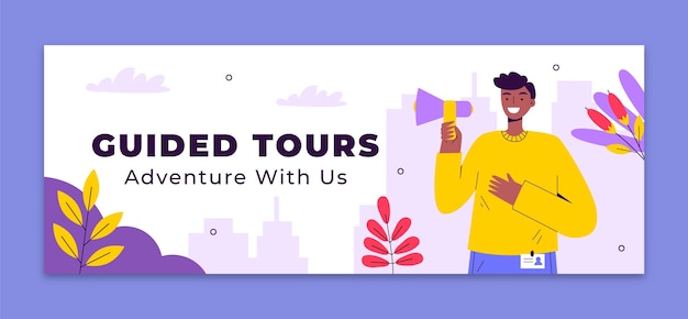 Free Vector hand drawn guided tours facebook cover