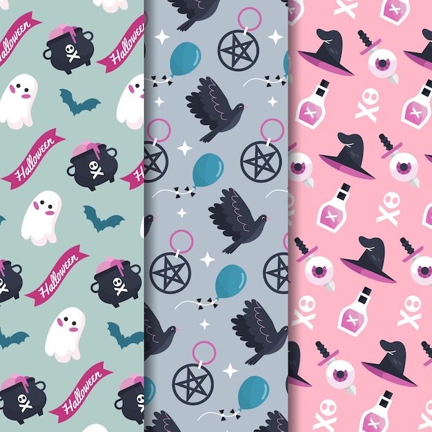 Free Vector hand drawn halloween patterns